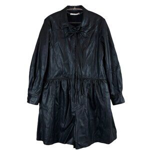 Rebecca Taylor RTR Faux Leather Buttoned Long Sleeve Romper Black Size 6